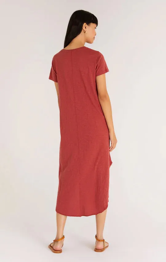 Short sleeve reverie dress in rouge