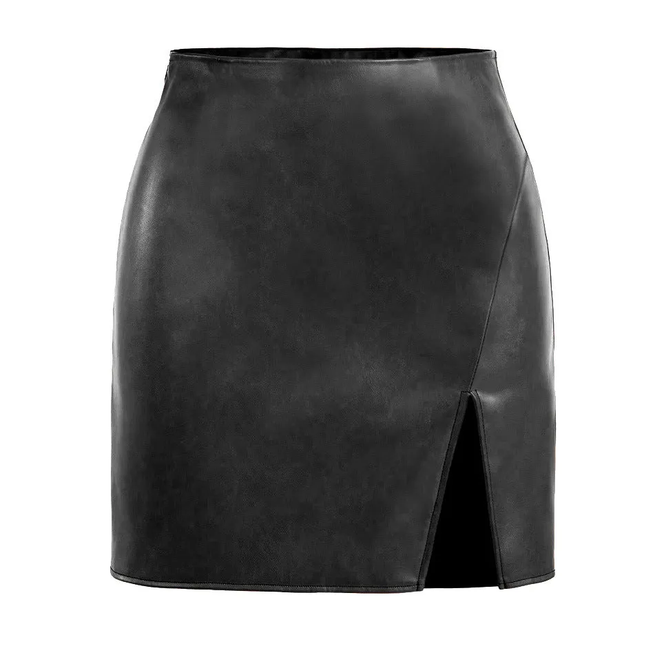 Side Slit High Waist Mini Skirt