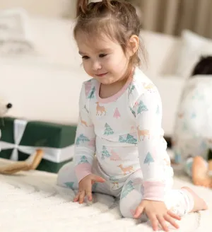 Silkberry Girls Bamboo Long Sleeve Pajama Set - Deer Forest