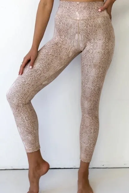 Slither Away - Beige snake print Yoga Pants