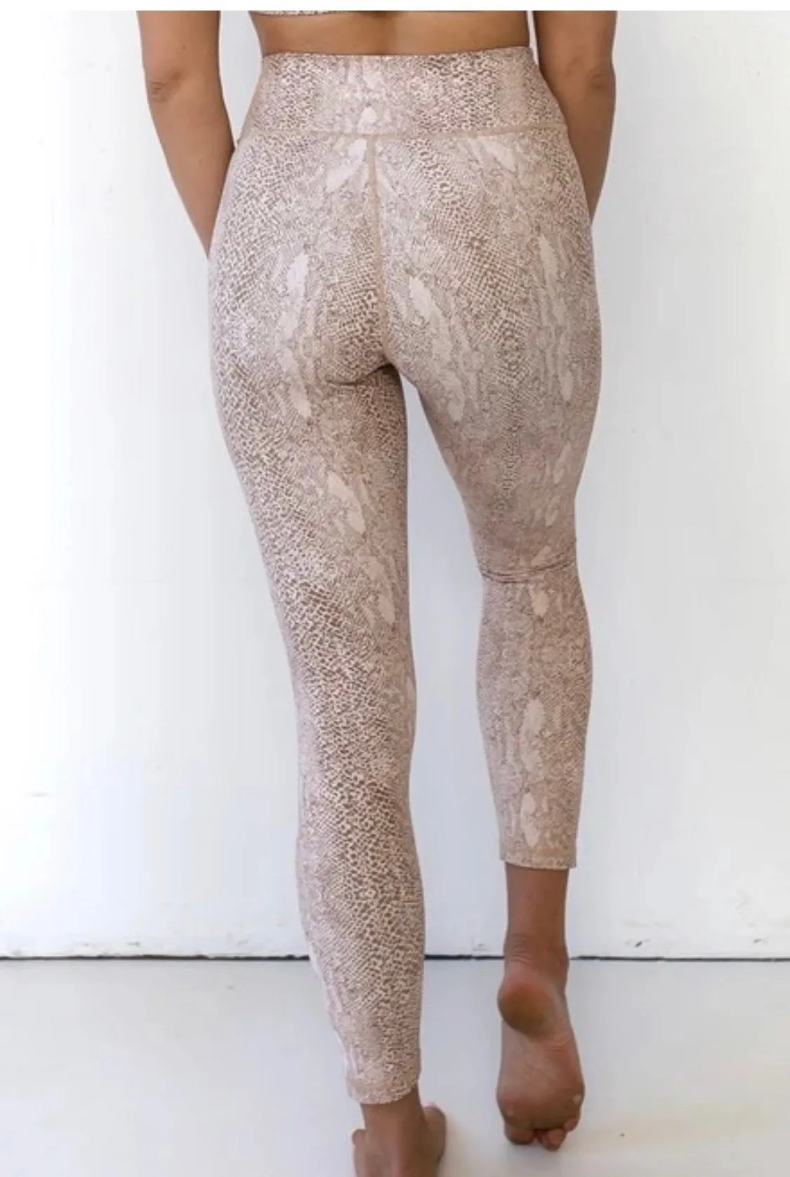 Slither Away - Beige snake print Yoga Pants