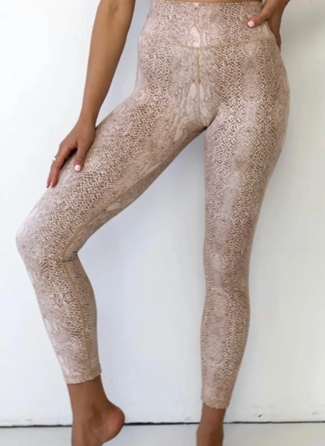 Slither Away - Beige snake print Yoga Pants