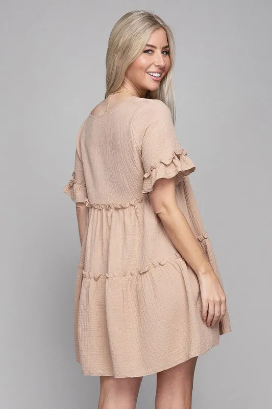 Solid Ruffle Hem Dress