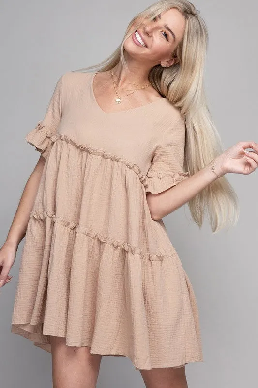 Solid Ruffle Hem Dress