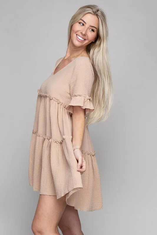 Solid Ruffle Hem Dress