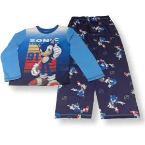 Sonic the Hedgehog Boys Pajama Set Little Big Kids 2pc PJs, XS-L, Blue