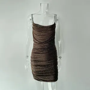 Sparkling V-Neck Backless Slip Dress