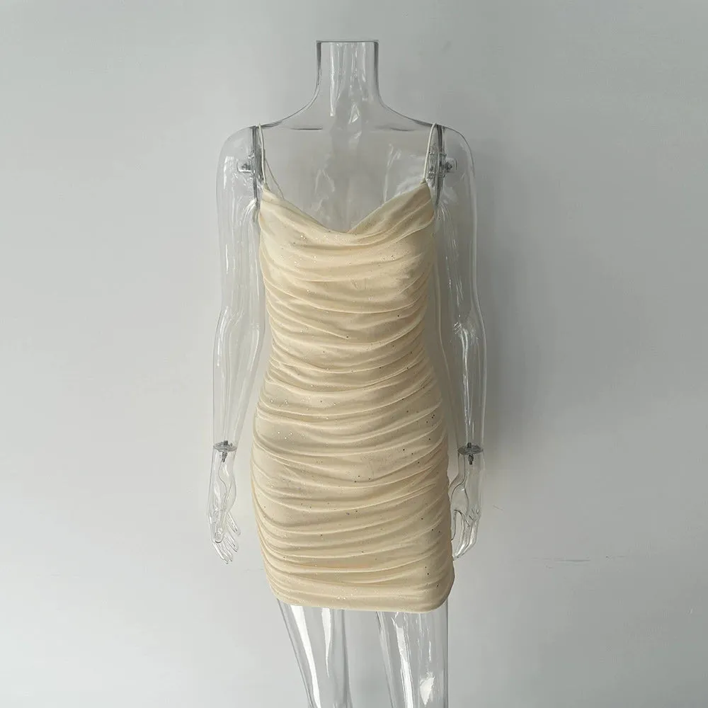 Sparkling V-Neck Backless Slip Dress