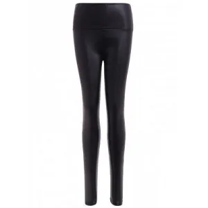 Stretchy PU Leather Leggings - Black One Size