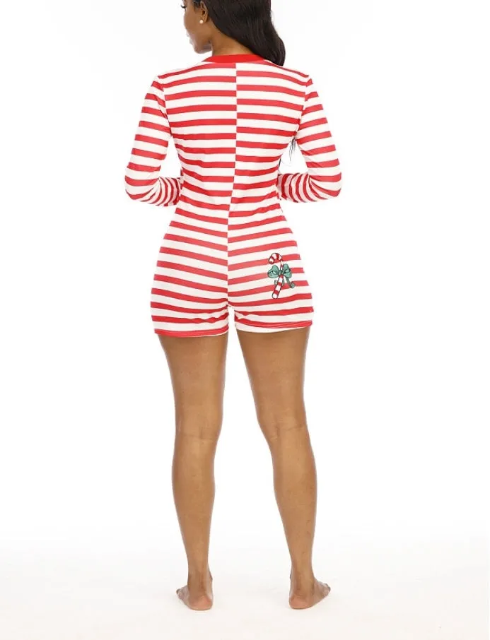 Striped Christmas Onesie  Short Pjs