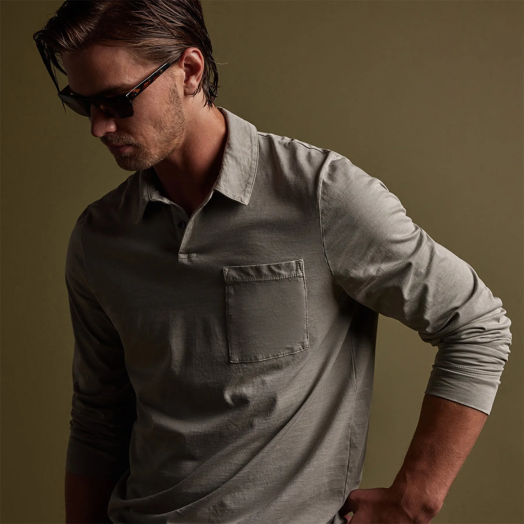 Sueded Jersey Rugby Polo - Mineral Pigment