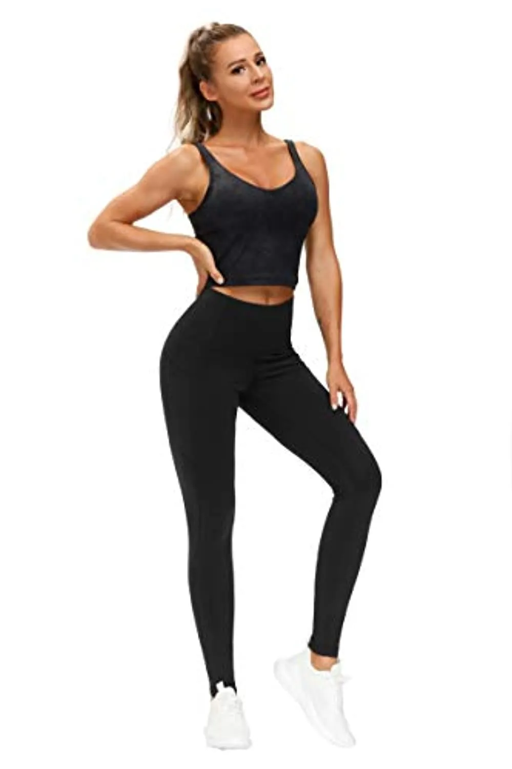 THE GYM PEOPLE Thick High Waist Yoga Pants with Pockets, Tummy Control Workout Running Yoga Leggings for Women