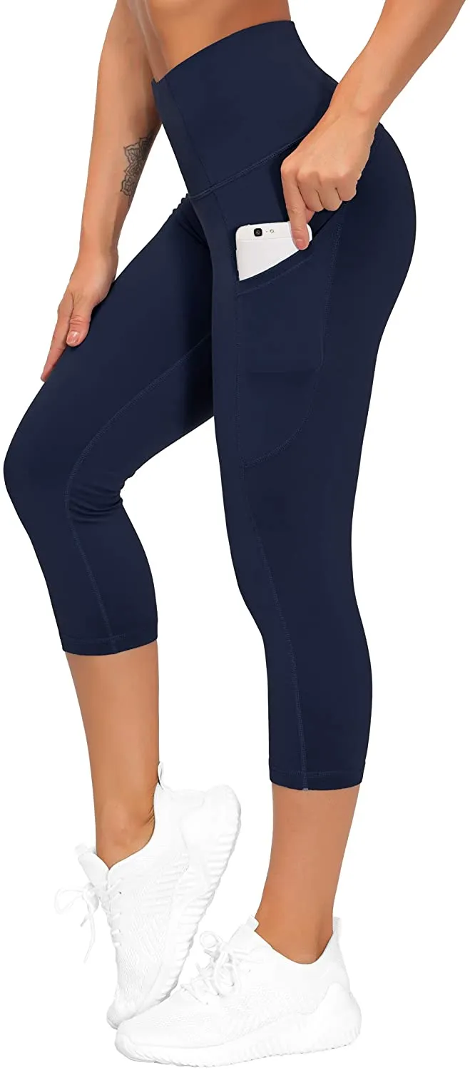 THE GYM PEOPLE Thick High Waist Yoga Pants with Pockets, Tummy Control Workout Running Yoga Leggings for Women