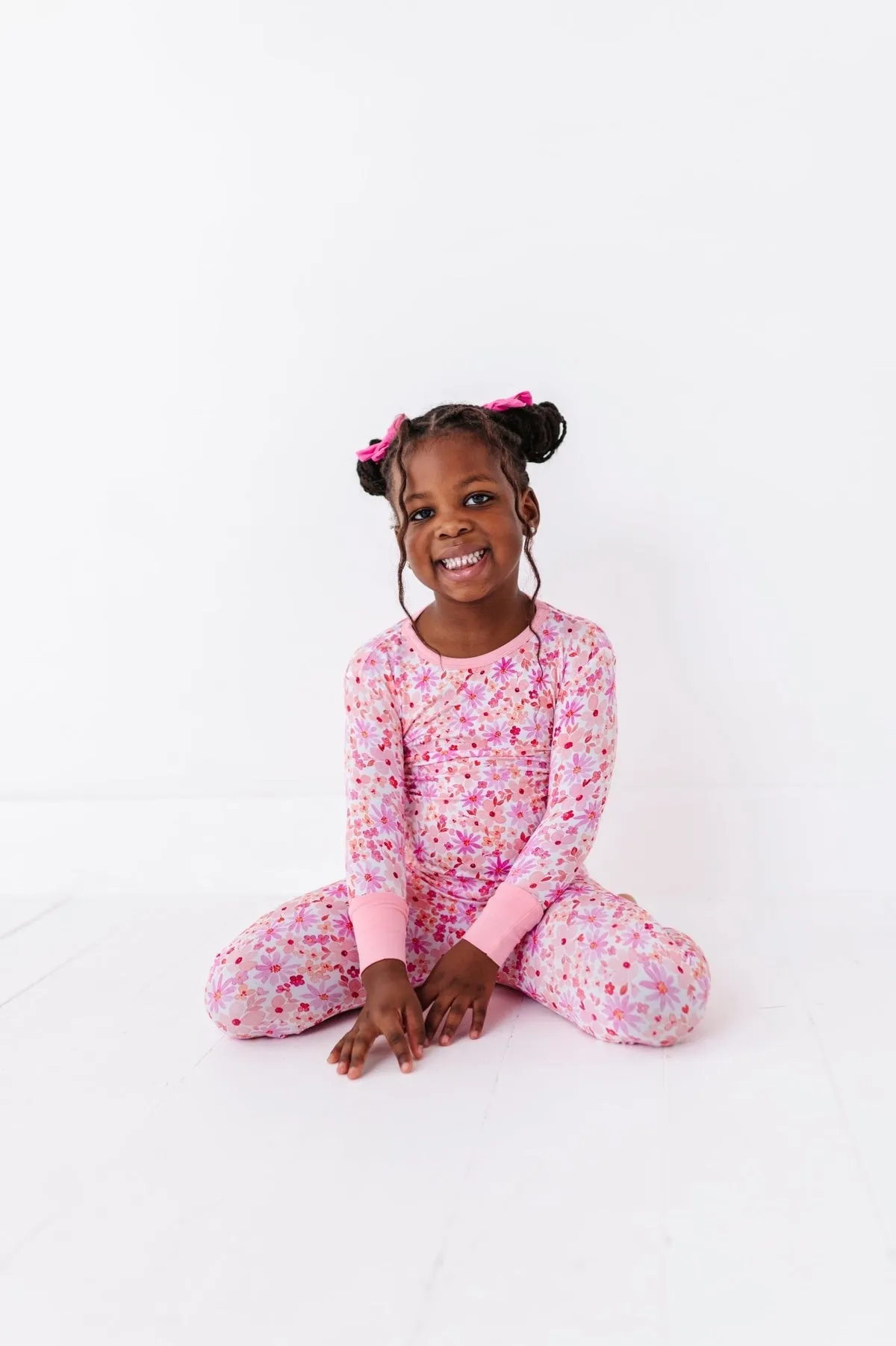 The Sleepy Sloth Blushing Blooms Pink Floral Print Two Piece Jammies Pajamas