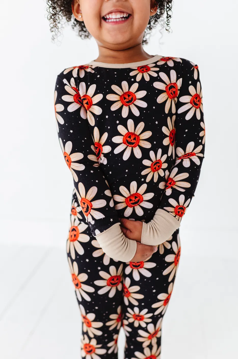The Sleepy Sloth Gourdgeous Blooms Fall Pumpkin Halloween Two Piece Jammies Pajamas