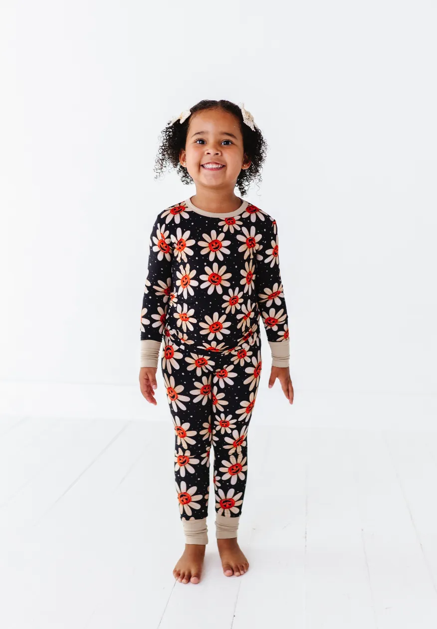 The Sleepy Sloth Gourdgeous Blooms Fall Pumpkin Halloween Two Piece Jammies Pajamas