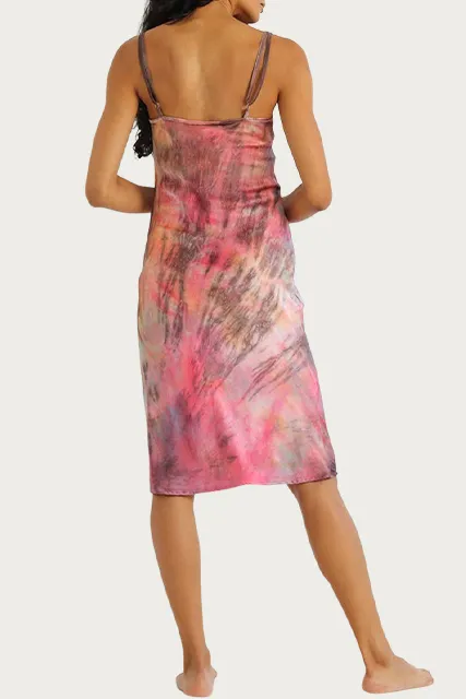 TIE-DYED SILK CHARMEUSE SLIP DRESS
