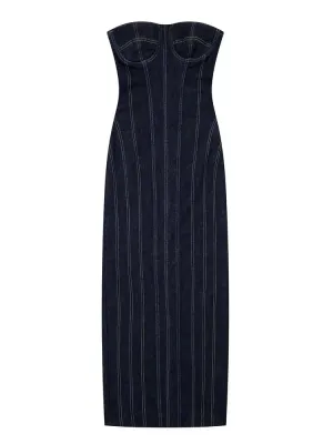 TRAF Summer Backless Denim Midi Party Dress