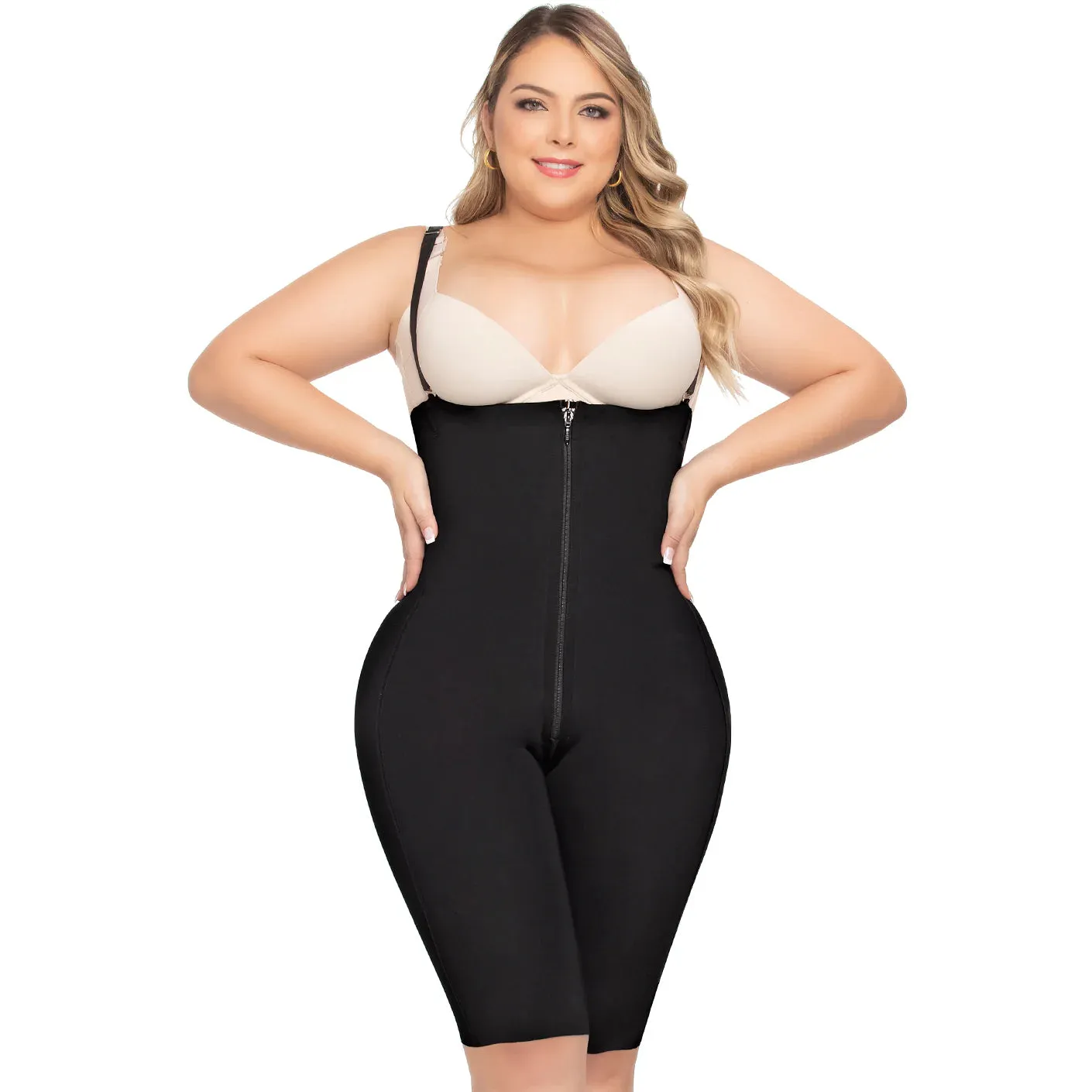 Tummy Control Shapewear Open Bust Bodysuit for Women Knee Lenght Faja Stage 1