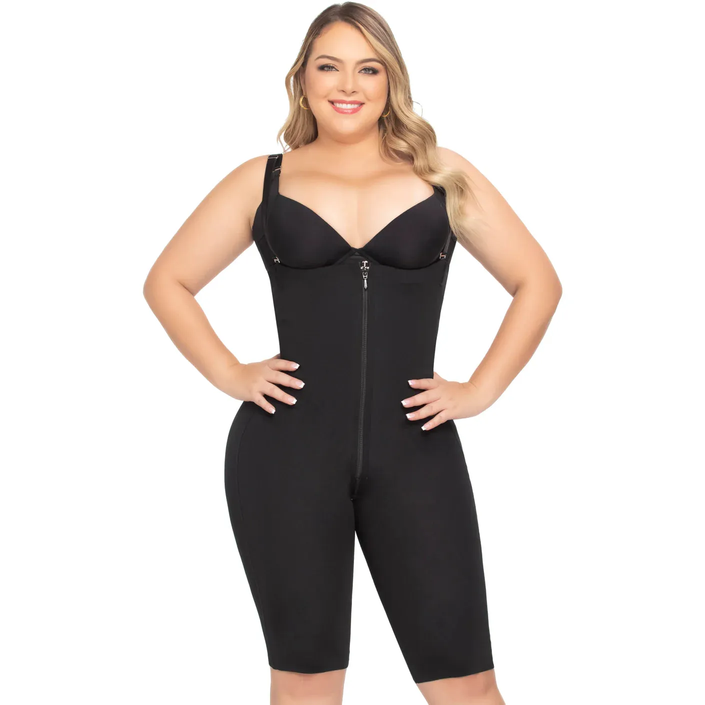 Tummy Control Shapewear Open Bust Bodysuit for Women Knee Lenght Faja Stage 1