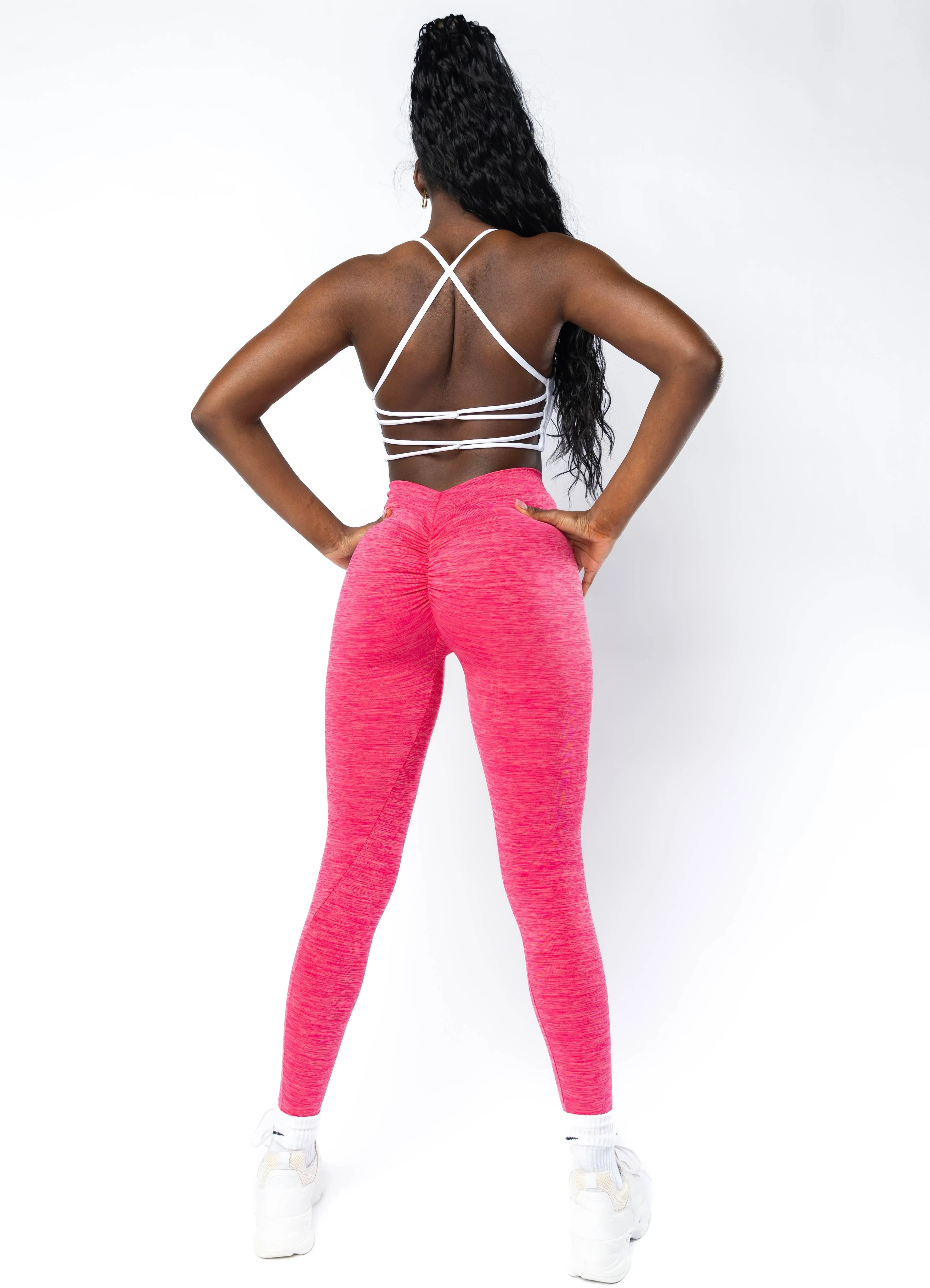 V Back Pink Scrunch Leggings