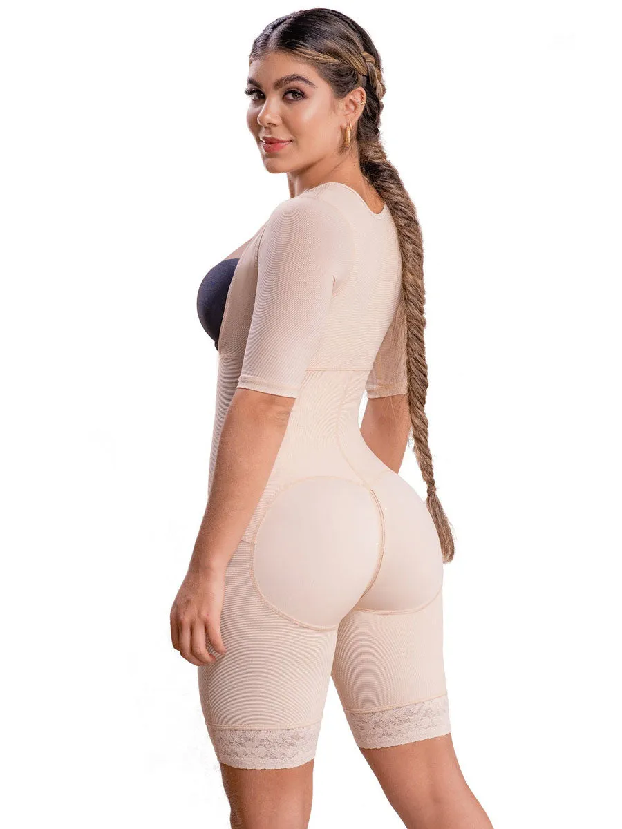 Vedette 5145 Full Body Mid Thigh Shapewear with Arm Compression and Zipper Gusset
