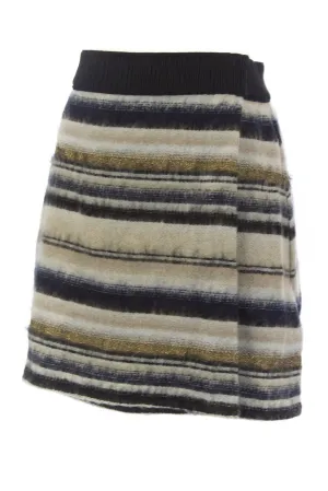 VENA CAVA Women's Striped Flap-Over Mini Rude Girl Skirt 60311 $455 NEW