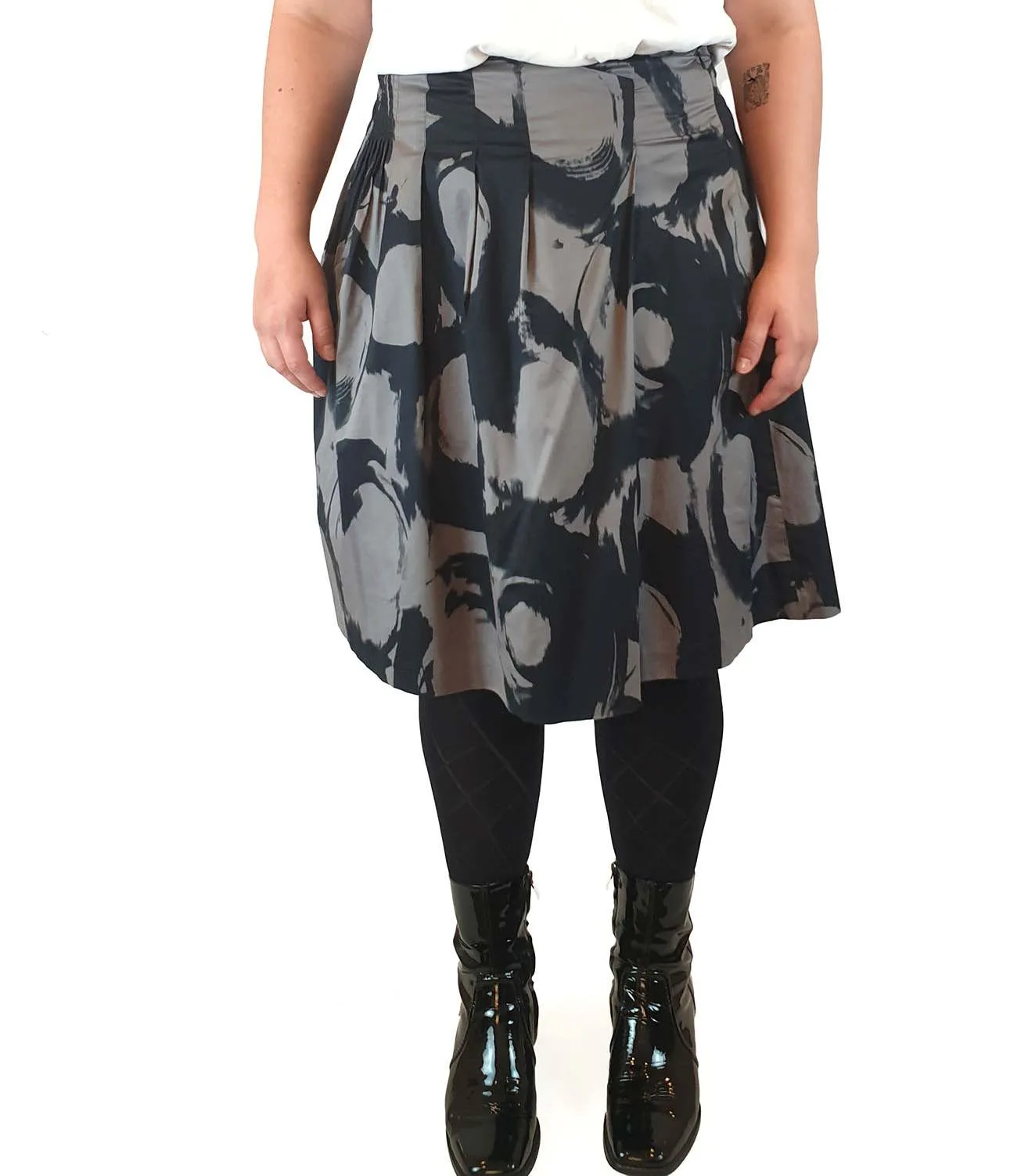 Veronica Maine pre-owned grey print a-line skirt size 14