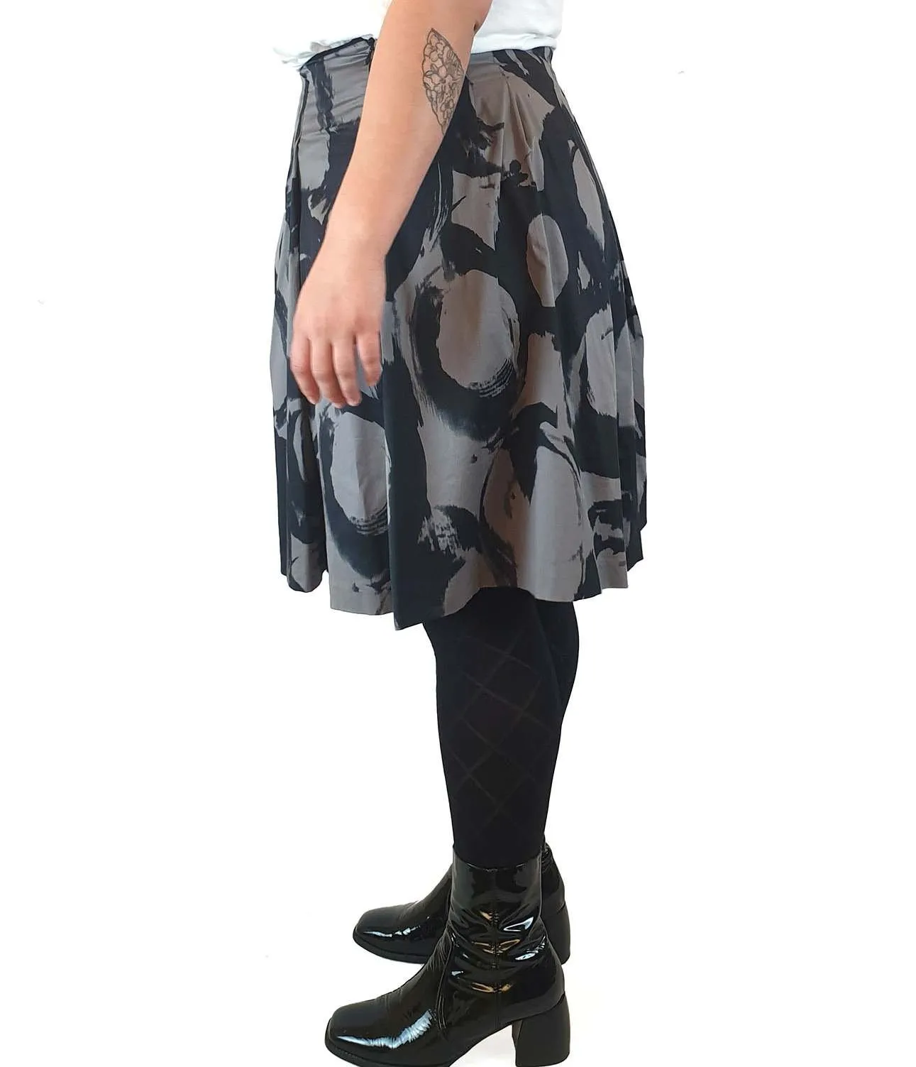 Veronica Maine pre-owned grey print a-line skirt size 14