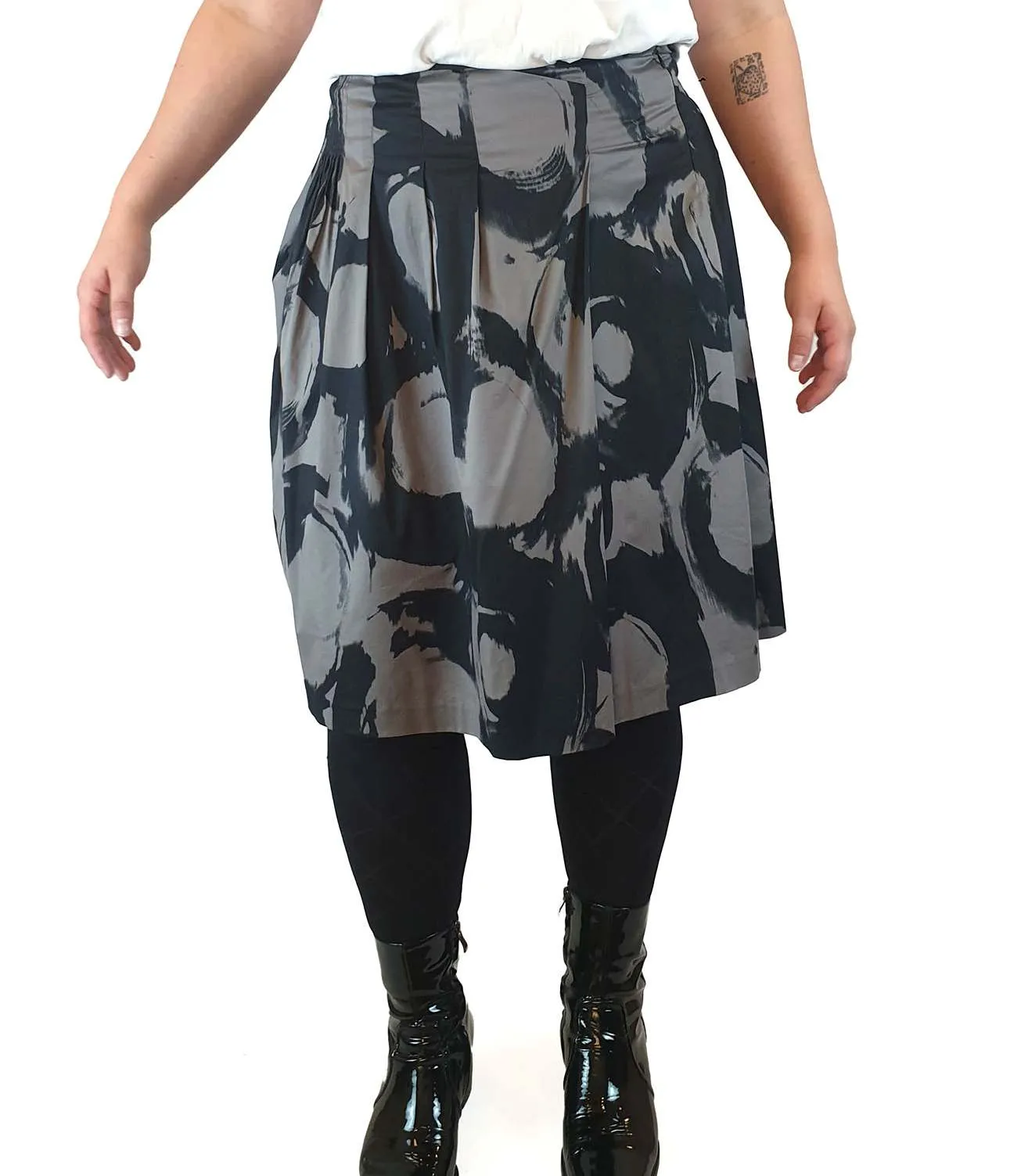 Veronica Maine pre-owned grey print a-line skirt size 14