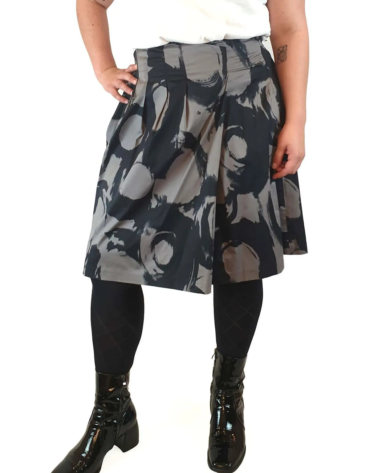 Veronica Maine pre-owned grey print a-line skirt size 14