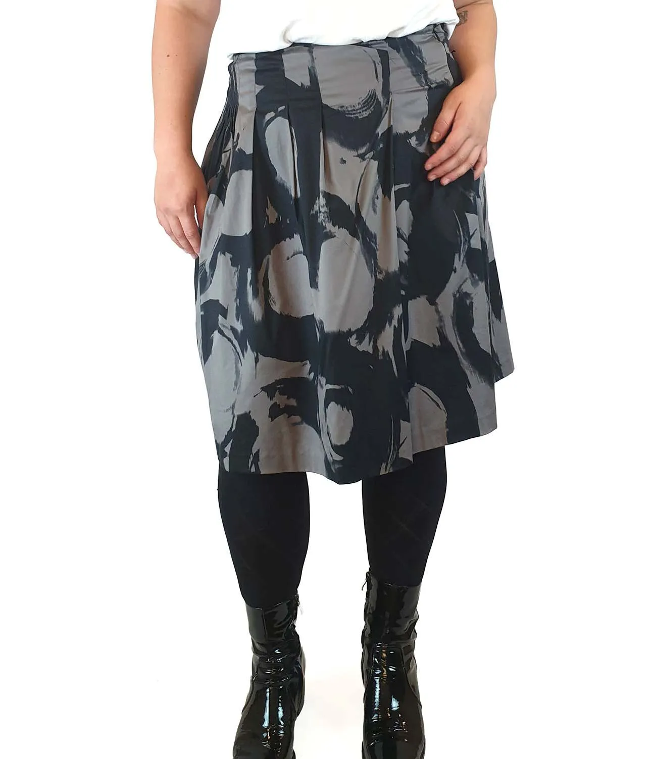 Veronica Maine pre-owned grey print a-line skirt size 14