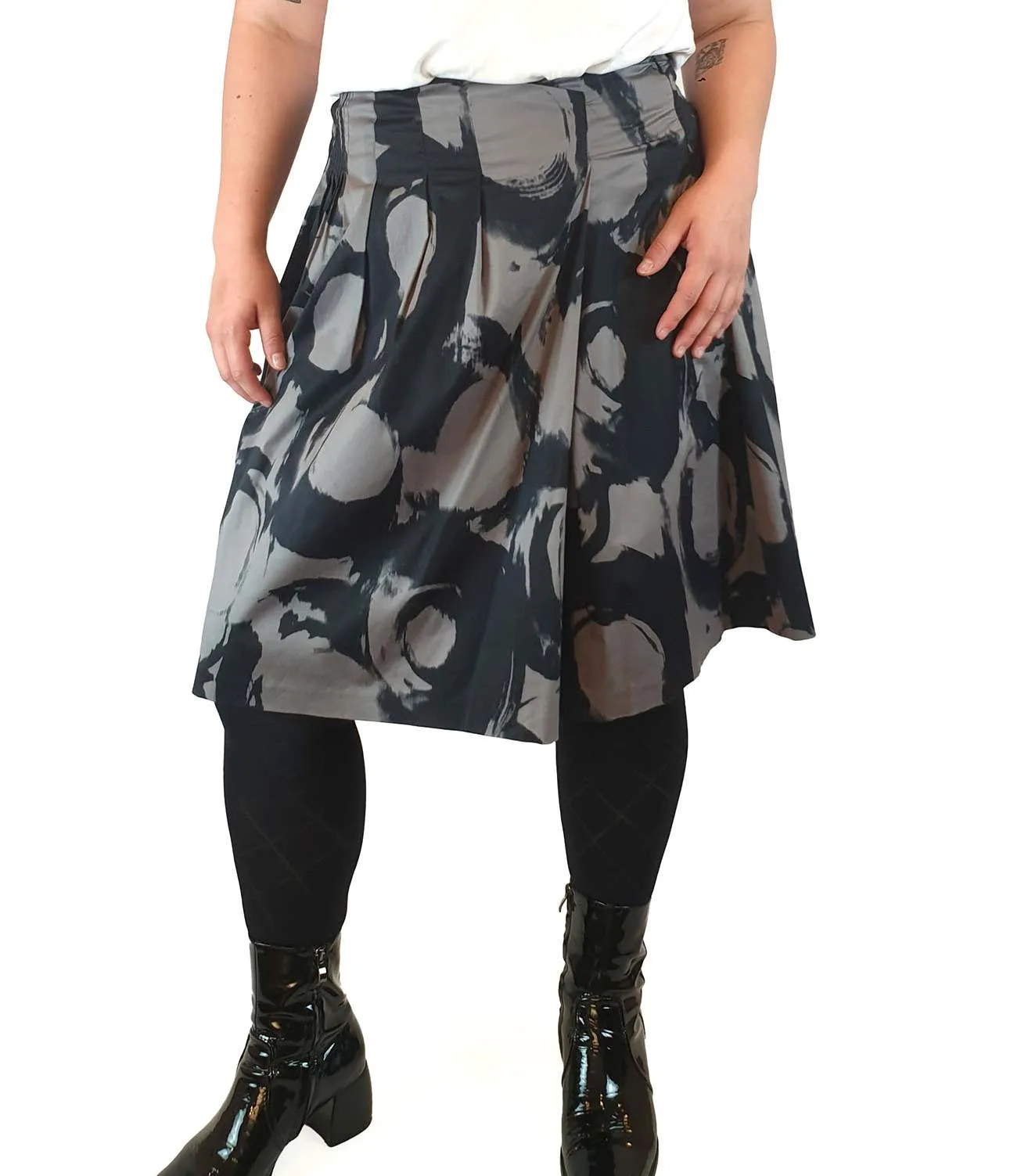 Veronica Maine pre-owned grey print a-line skirt size 14
