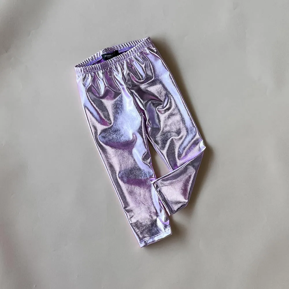 Vida-Leather Leggings | Lilac Metallic