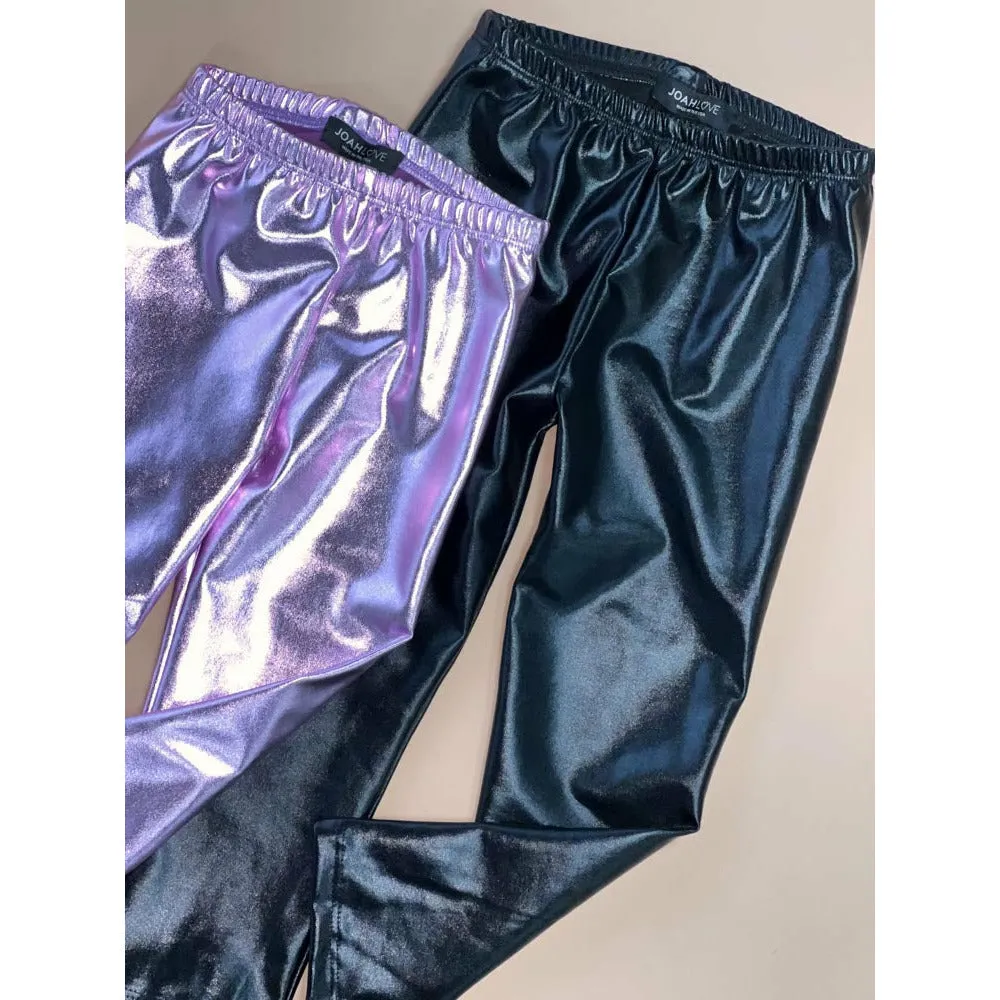 Vida-Leather Leggings | Lilac Metallic