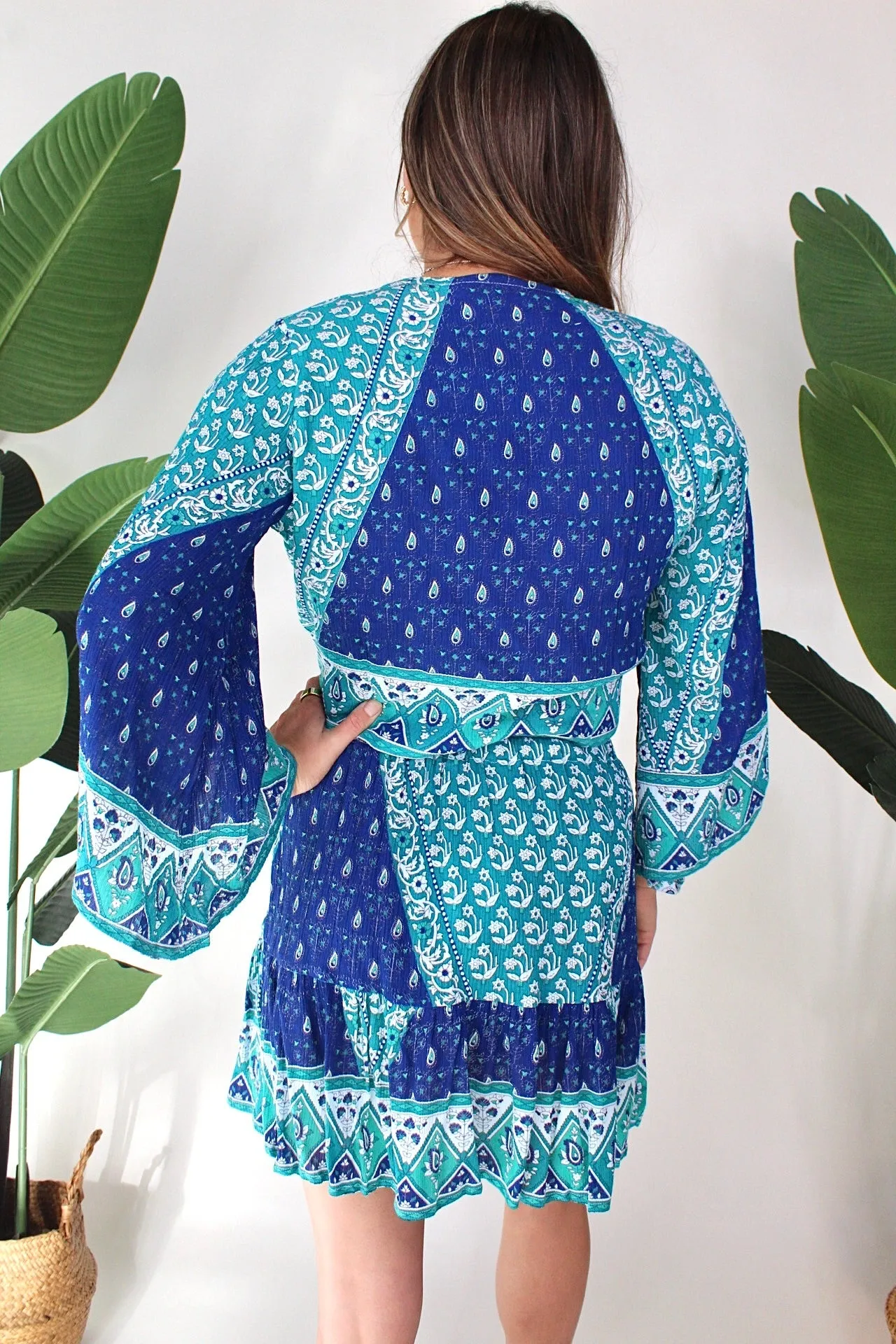 Walker & Wade Boho Mini Skirt Peacock