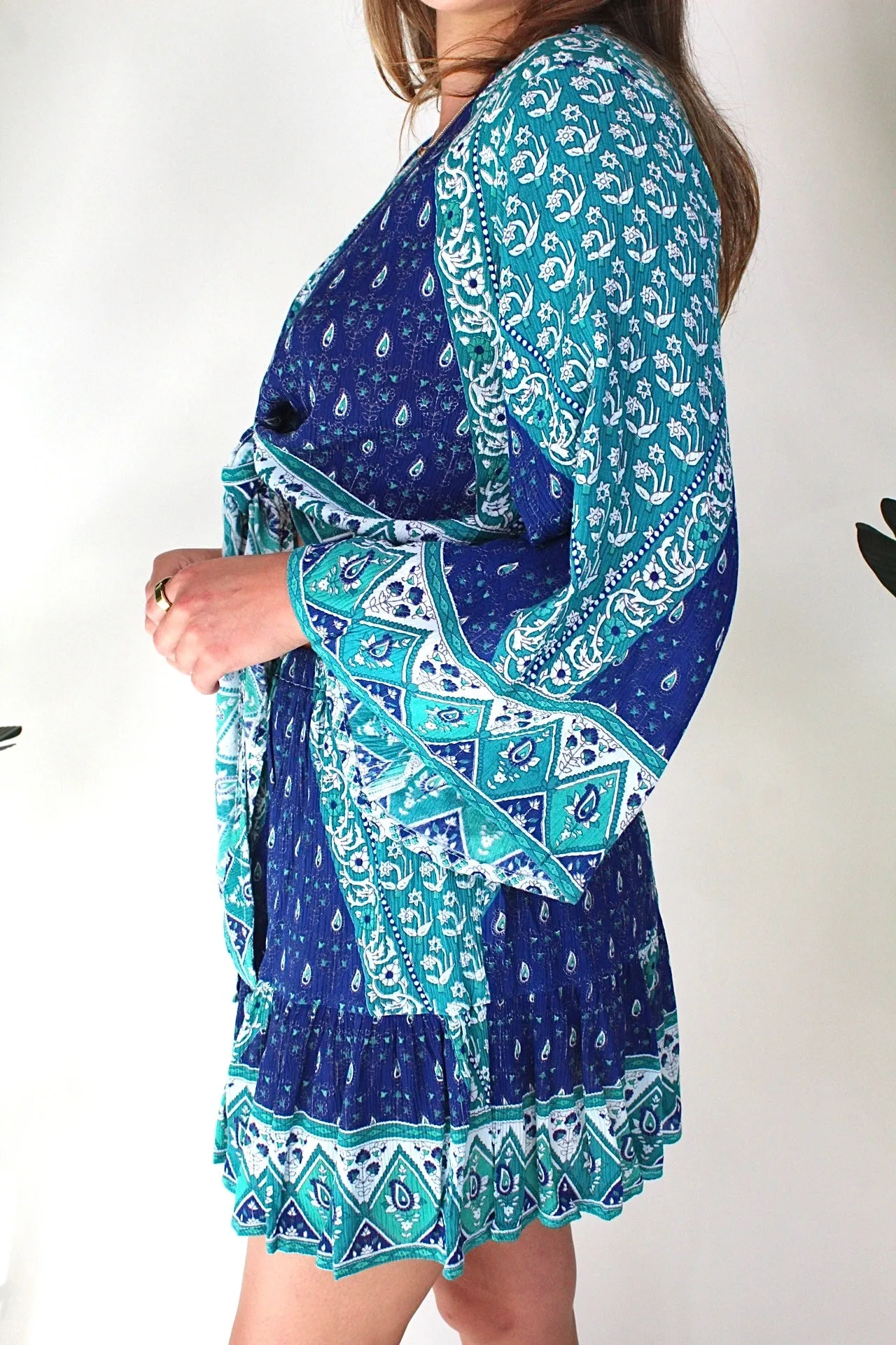 Walker & Wade Boho Mini Skirt Peacock
