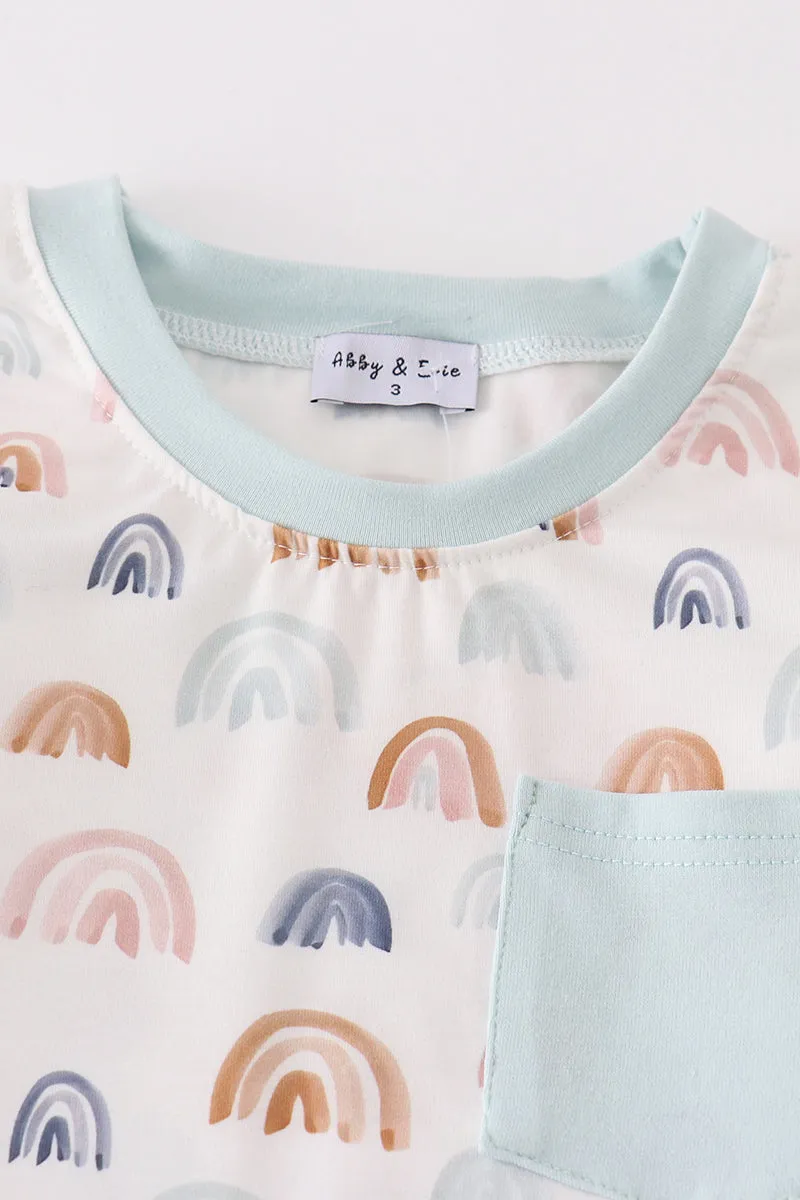 Watercolor Rainbow Print Boy Pajamas Set