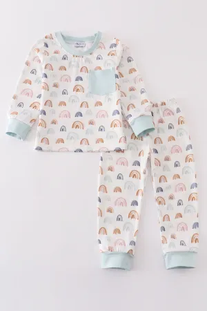 Watercolor Rainbow Print Boy Pajamas Set