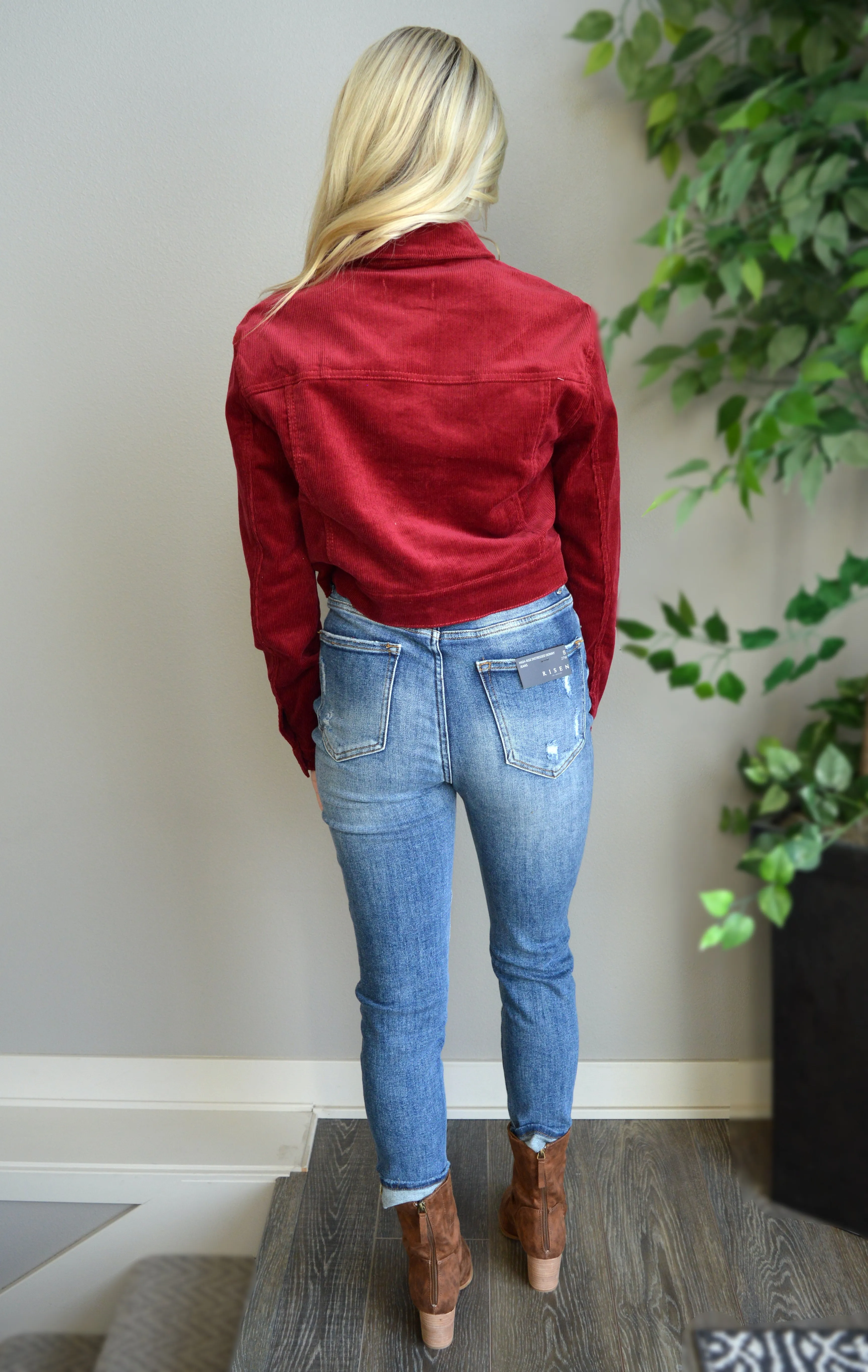 Wine and Dine Me Cropped Corduroy Jacket