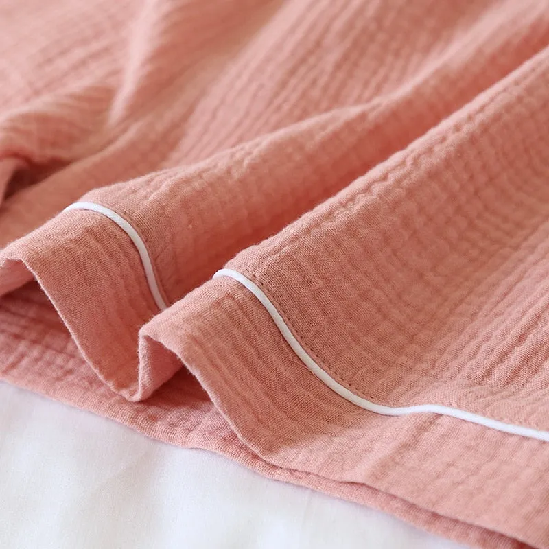 Women's & Men's Couple's Cotton Short-Sleeve Shirt & Shorts Pajamas Set