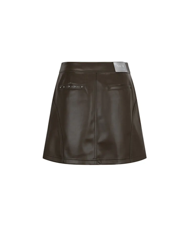 Women's Faux Leather A - Line SQ - Brown