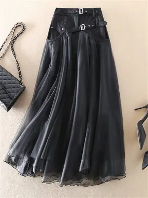 Women's Layered Tulle Patchwork A-line Skirt