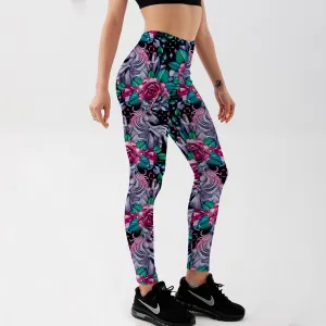 Women's Legging Rose Horse Flying Workout Pants