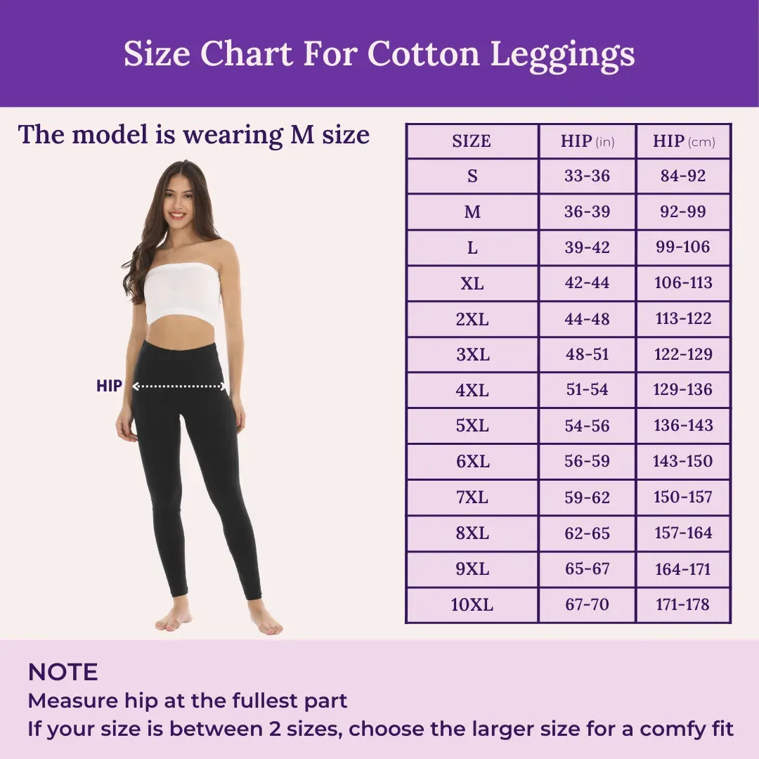 Women's Leggings | High Waist | Ankle Length | Cotton-Elastane Blend | Non-See-Through | Gusset Crotch Prevents Ripping