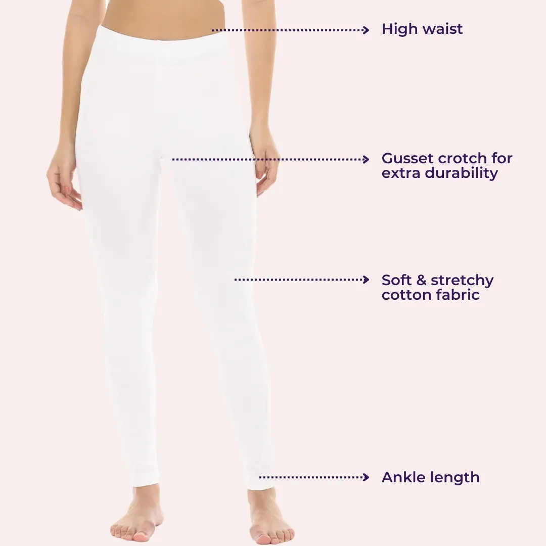 Women's Leggings | High Waist | Ankle Length | Gusset Crotch Prevents Ripping | Cotton-Elastane Blend | Non-See-Through