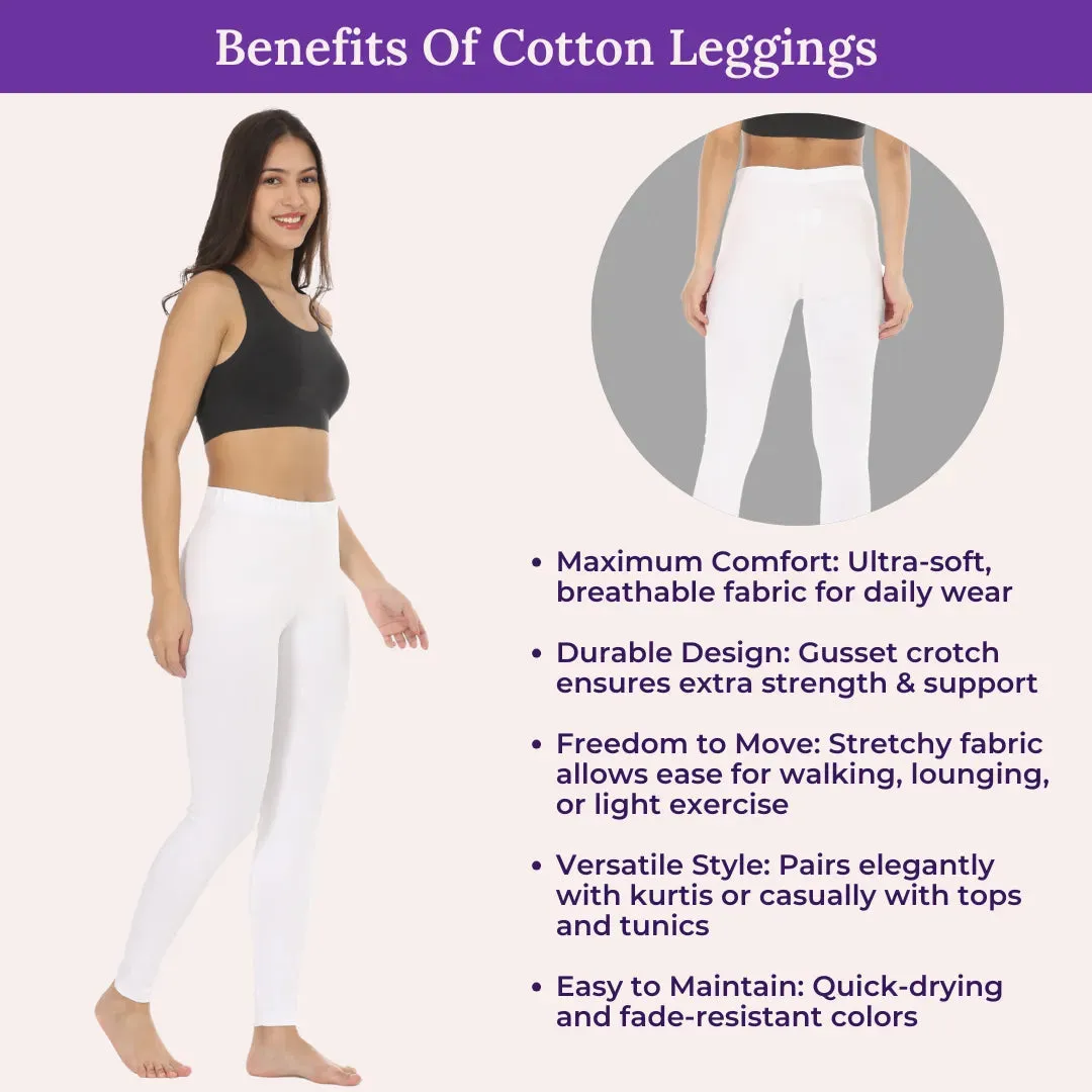 Women's Leggings | High Waist | Ankle Length | Gusset Crotch Prevents Ripping | Cotton-Elastane Blend | Non-See-Through