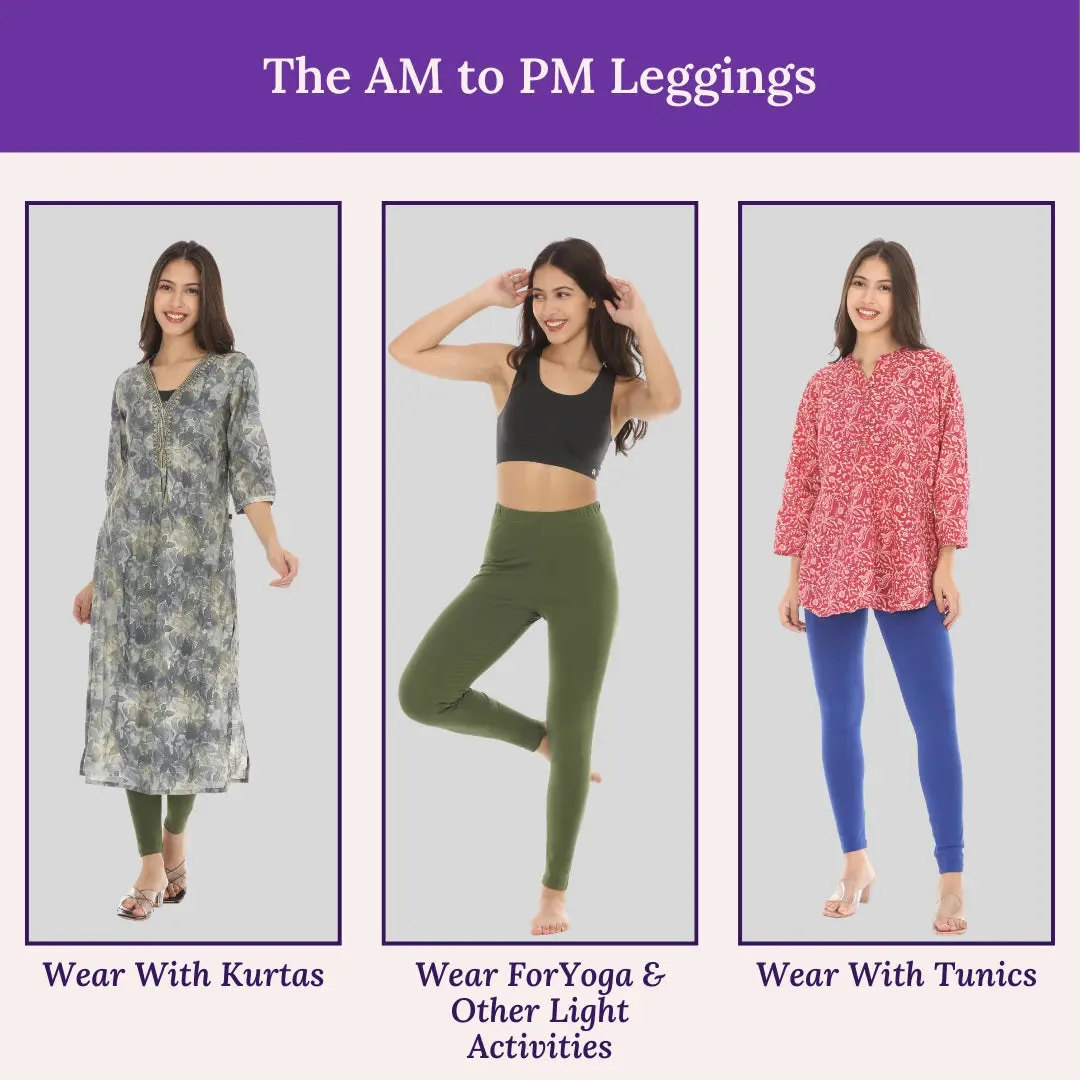 Women's Leggings | High Waist | Ankle Length | Gusset Crotch Prevents Ripping | Cotton-Elastane Blend | Non-See-Through