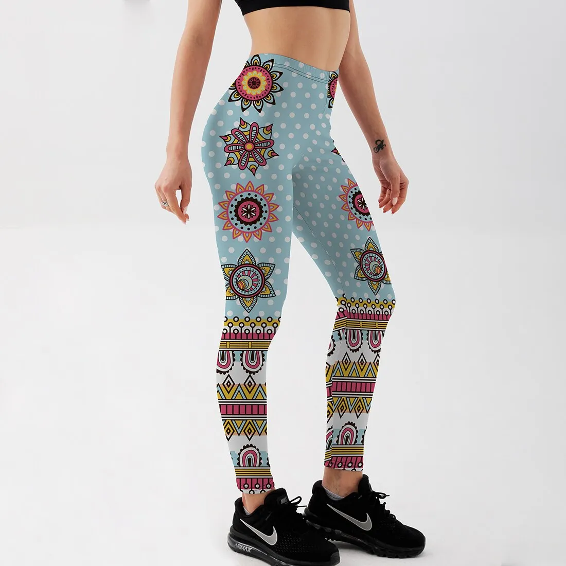 Women's Leggings Lake Blue Mandala Refreshing Workout Fitness Sportswear Yoga Pant