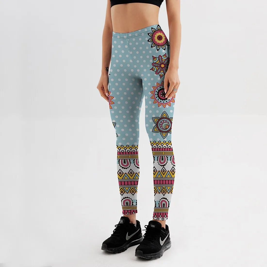 Women's Leggings Lake Blue Mandala Refreshing Workout Fitness Sportswear Yoga Pant